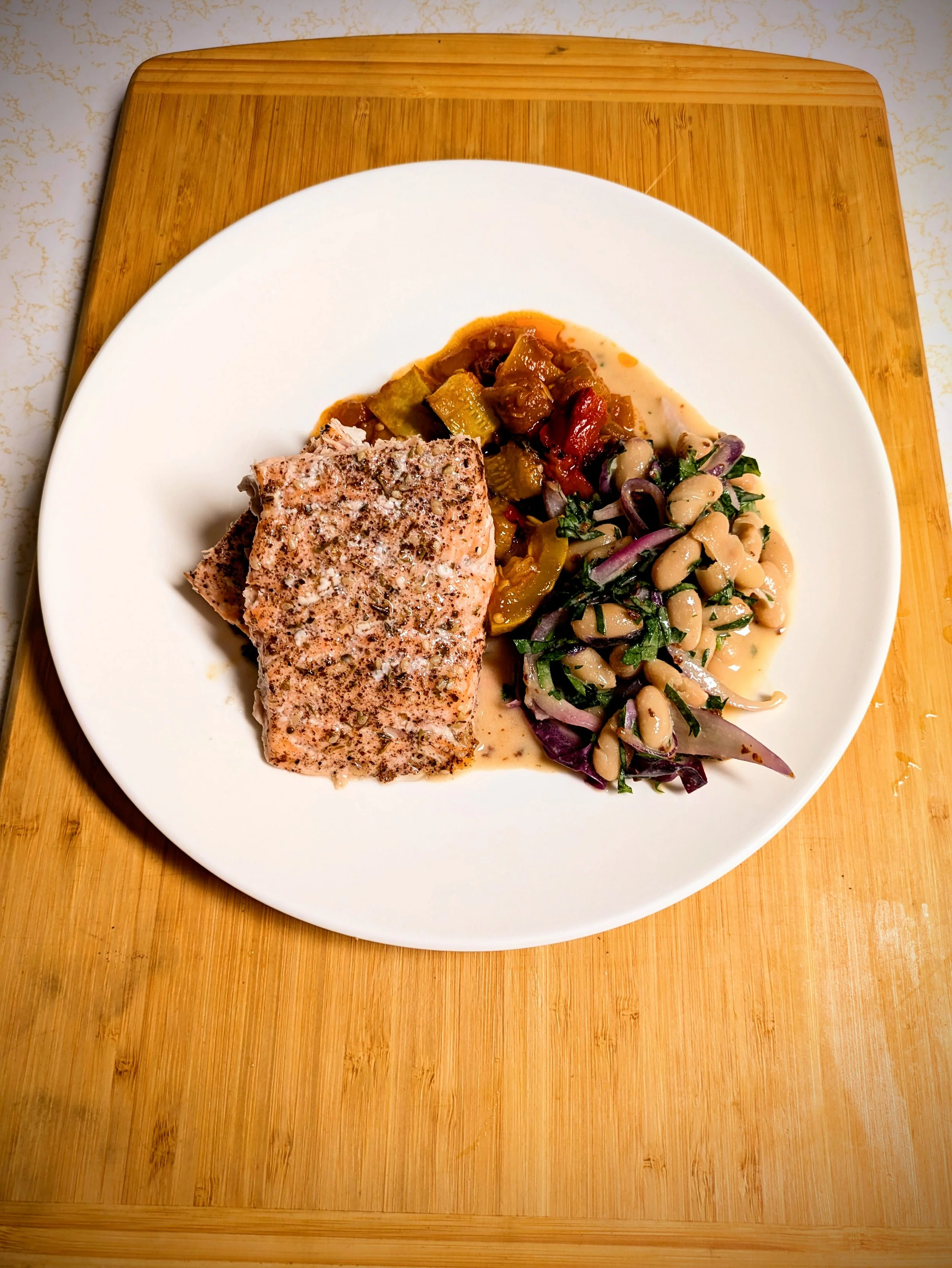 Baked Salmon-375 calories. 21.5 g protein