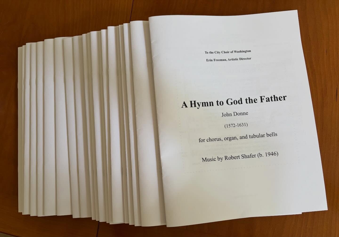 Counting down to @citychoirdc &lsquo;s first rehearsal for our November concert! Just picked up Robert Shafer&rsquo;s new piece &mdash; Love a new work, especially by our founder!