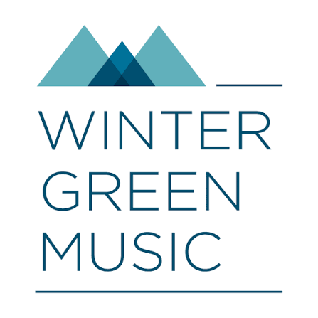 Logo with three stylized mountains and the text 'Winter Green Music' beneath it.
