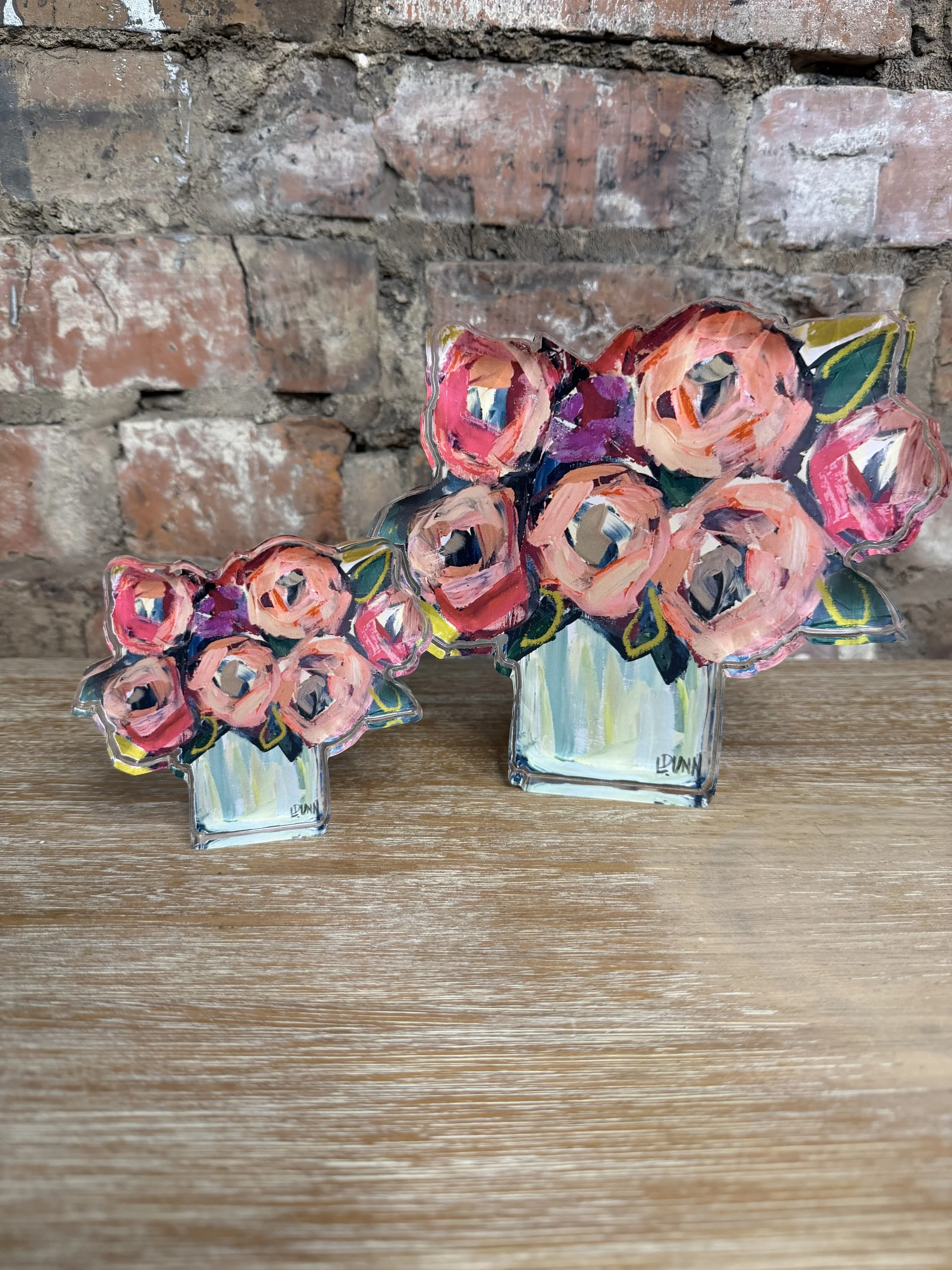 Blush and Blue Acrylic  Floral