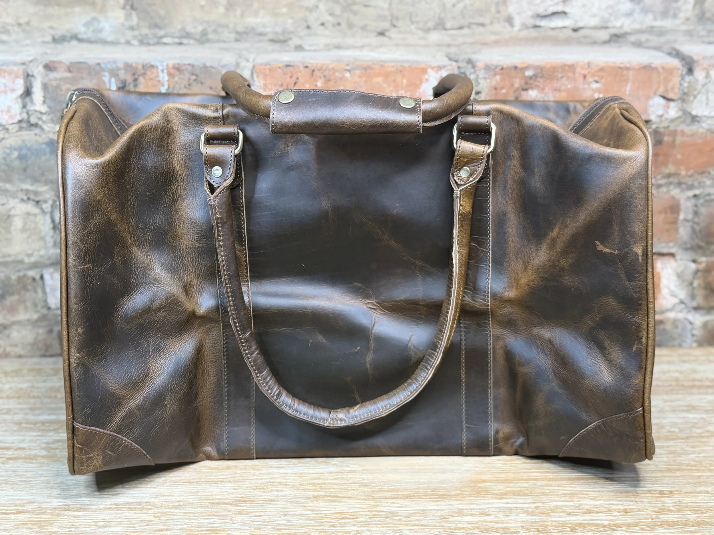Vintage Leather Duffle Bag Travel Overnight Weekend Gym Bag