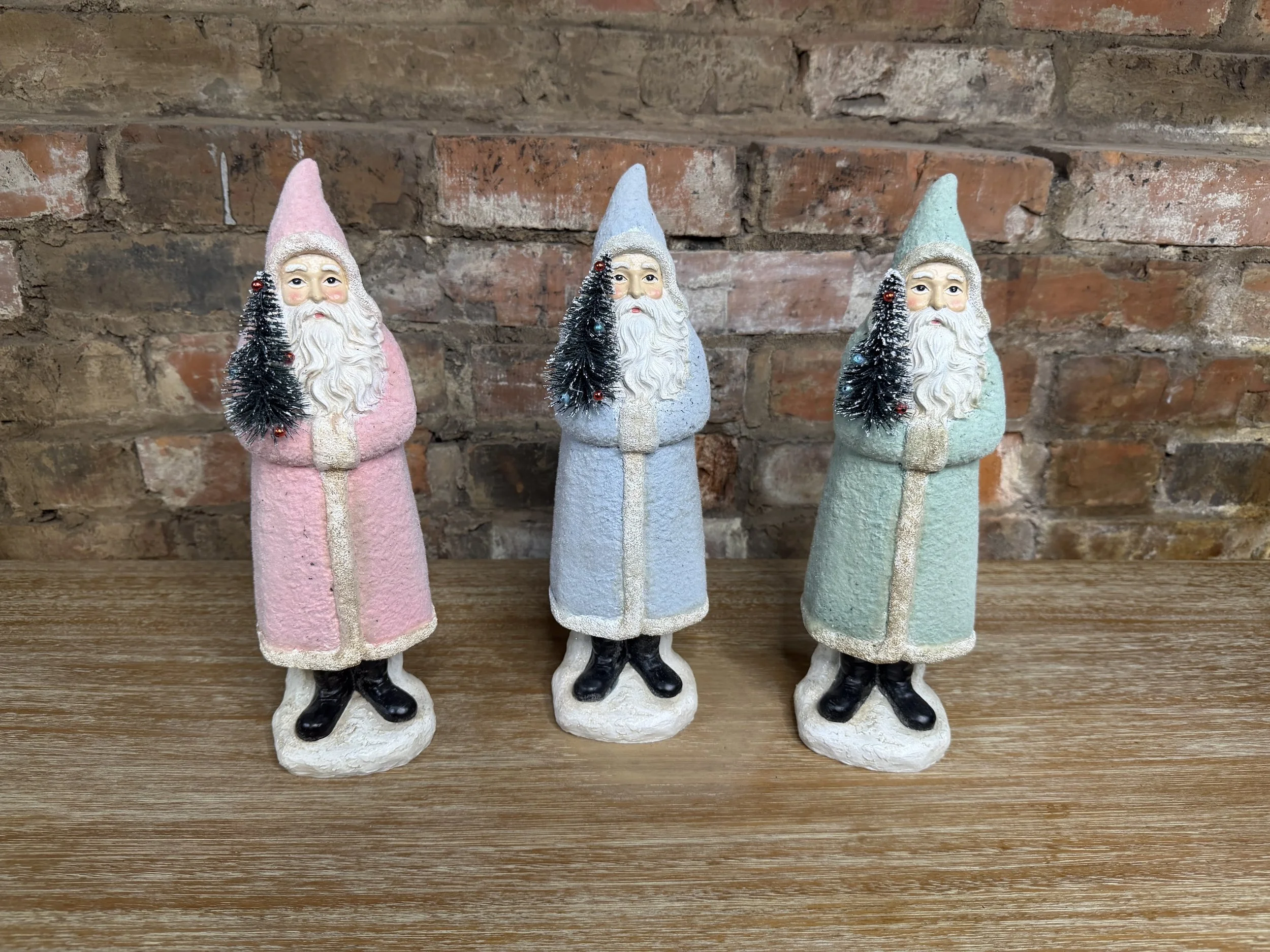 Pink, Blue or Green Pastel Santa Figurine