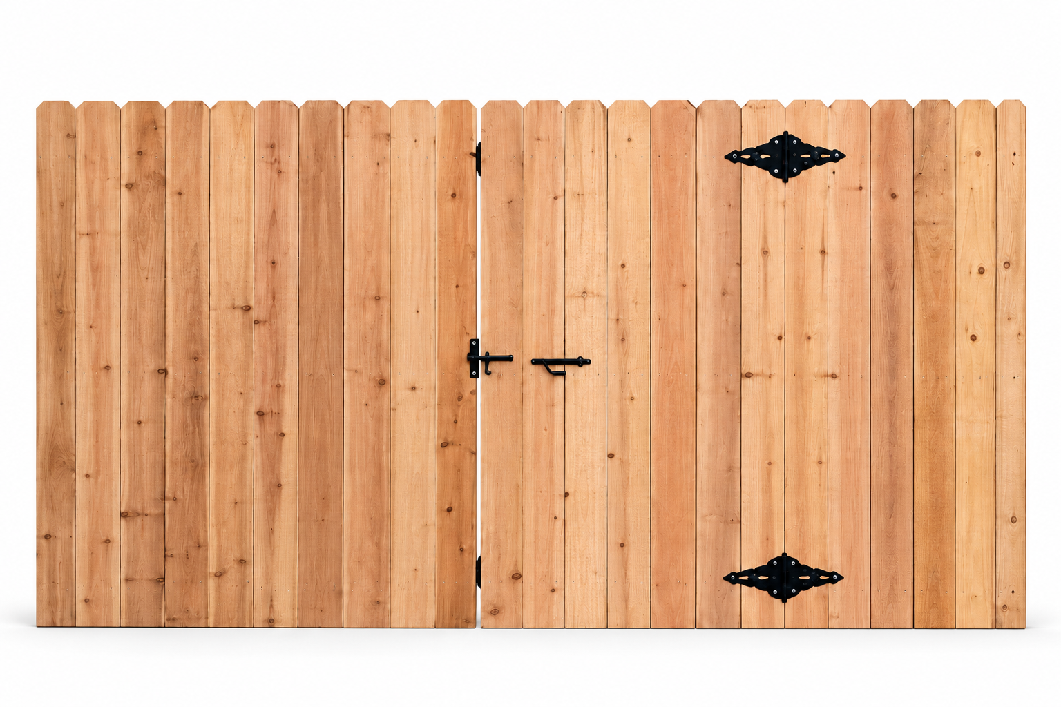 New wood fence and gate after replacement