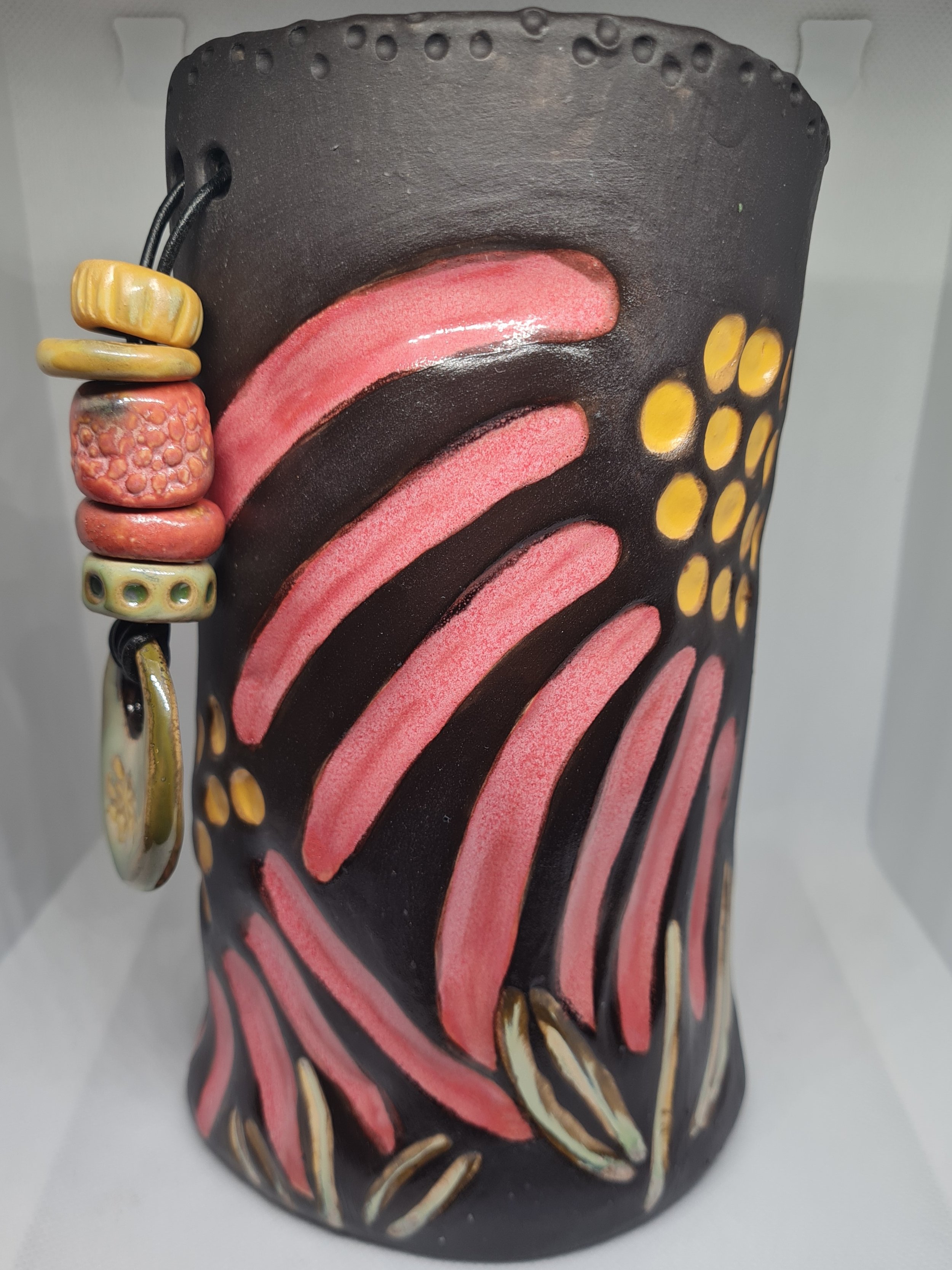 Black Clay Flower Vase