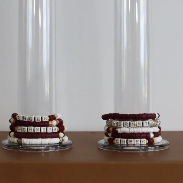 Hornets Cheer Bracelet Stack with Glitter "Pom" Beads