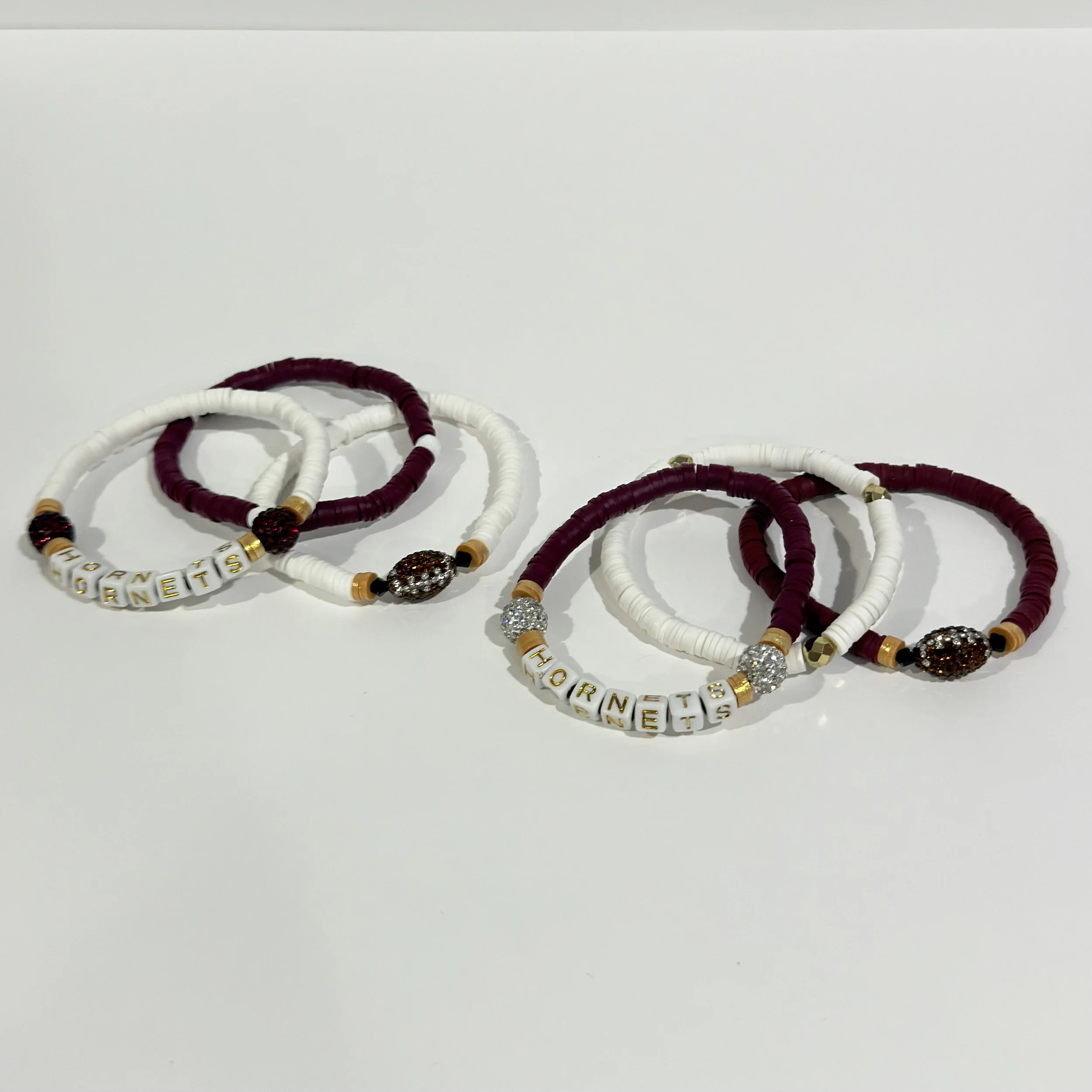 Jr. Hornets Football and Cheer Bracelet Stack with Glitter Football