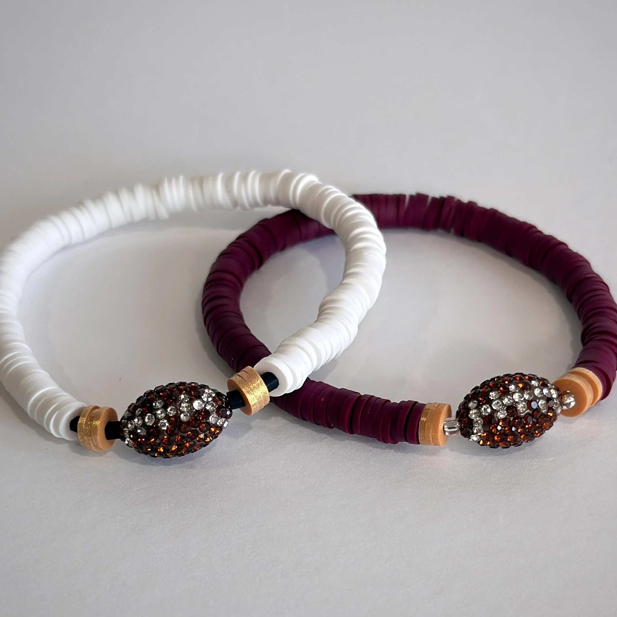 Jr. Hornets Single Glitter Football Bracelet