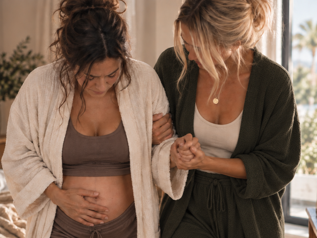 Postpartum doula supporting a mother with rest, healing, and recovery after birth.