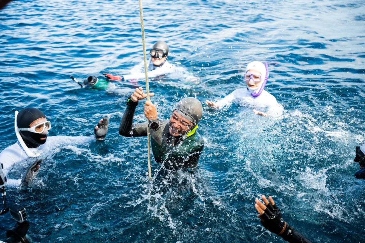 Competitive freediver New National Record White Card Joy