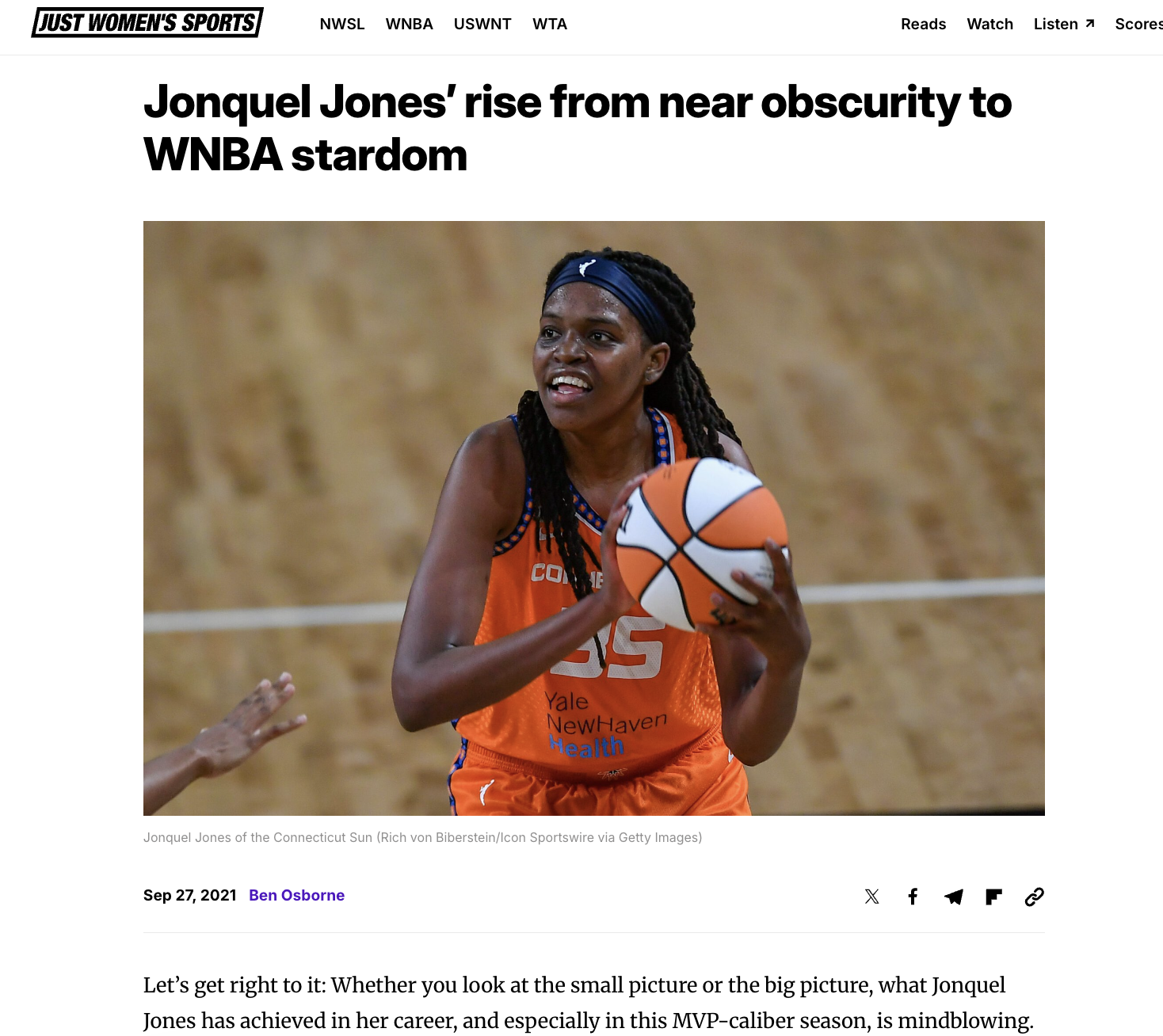 Jonquel Jones, Just Women's Sports, 2021