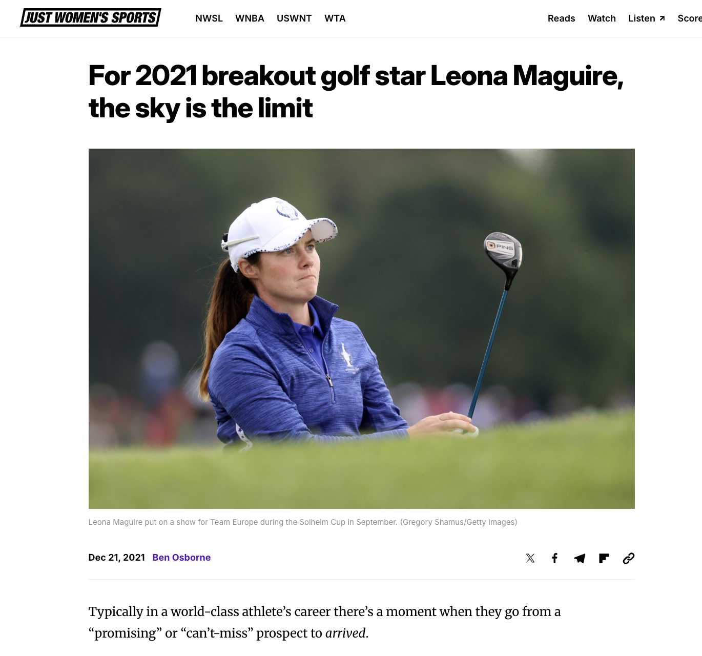 Leona Maguire, Just Women's Sports, 2021