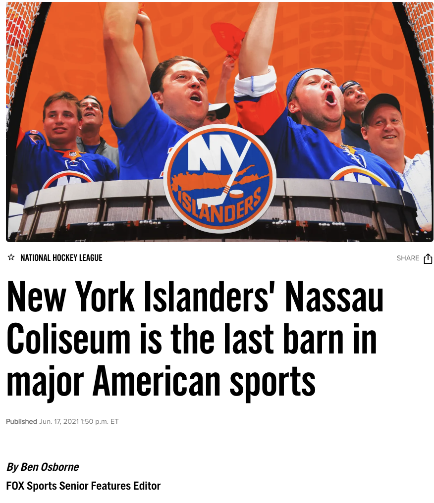 Nassau Coliseum, FOX Sports, 2021