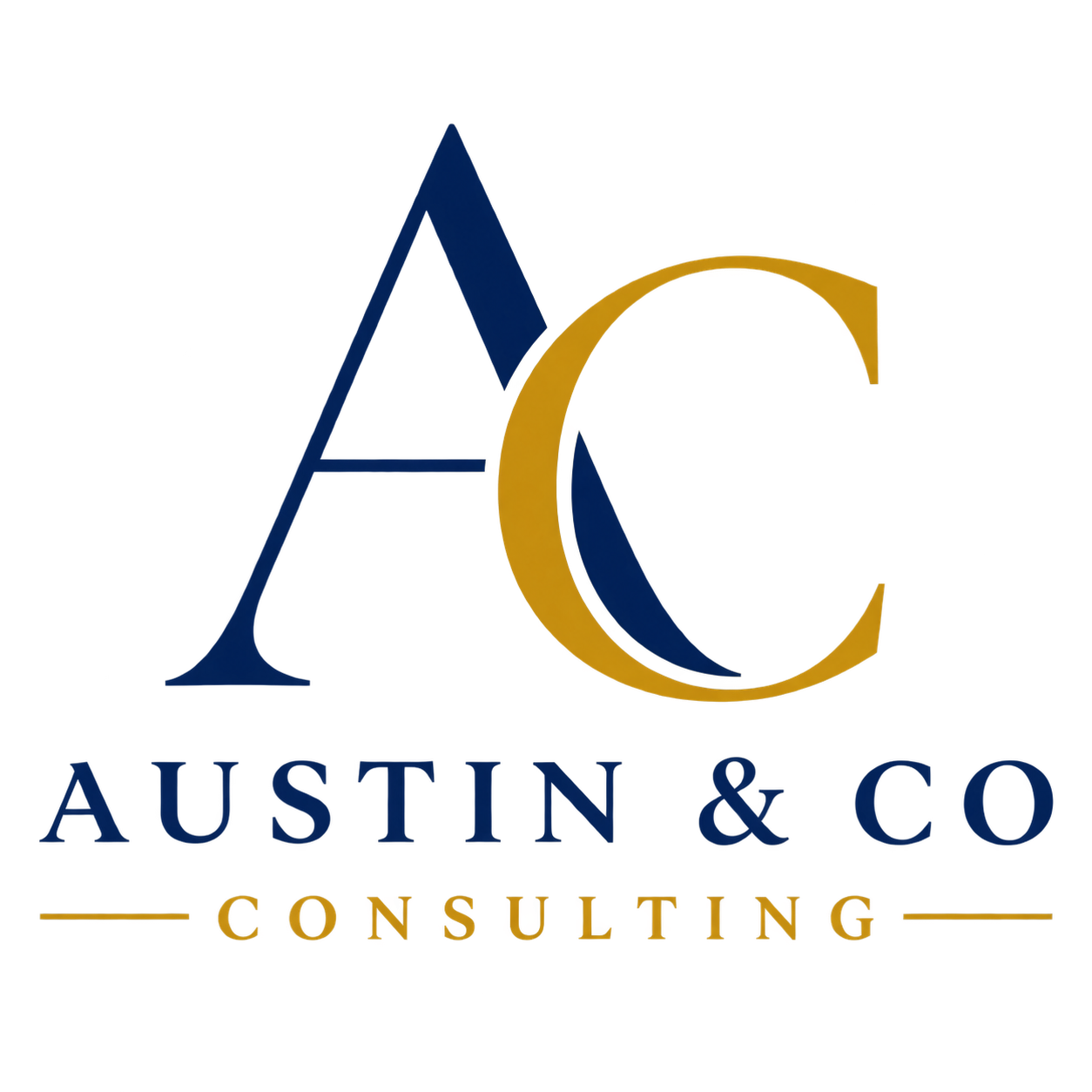 Austin & Co Consulting logo featuring stylized blue and gold initials above the company name
