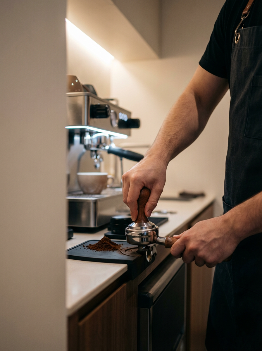 Barista making coffee