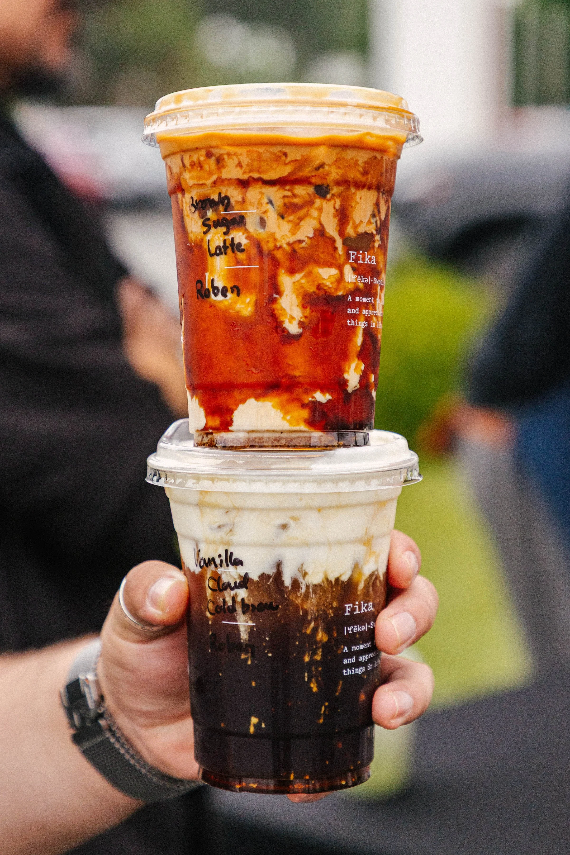 Tabby brown sugar latte and iced latte