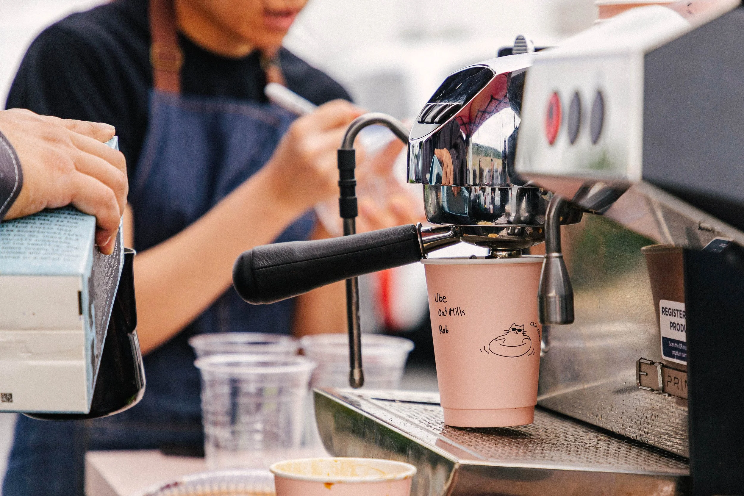 Brewing coffee at event