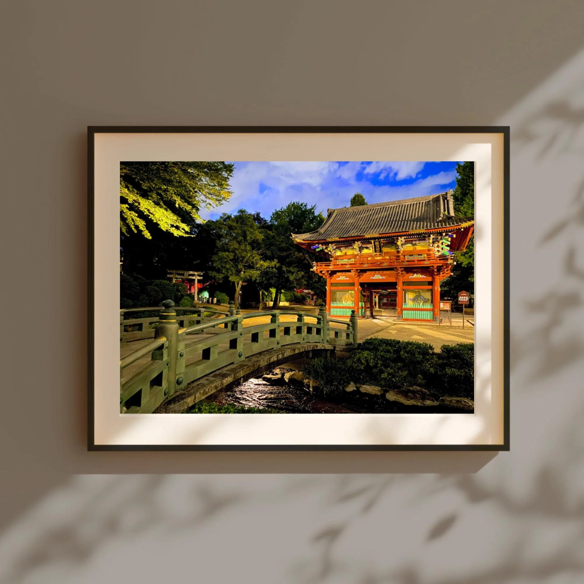 Matted, framed print of Nezu Shrine in Tokyo, Japan.