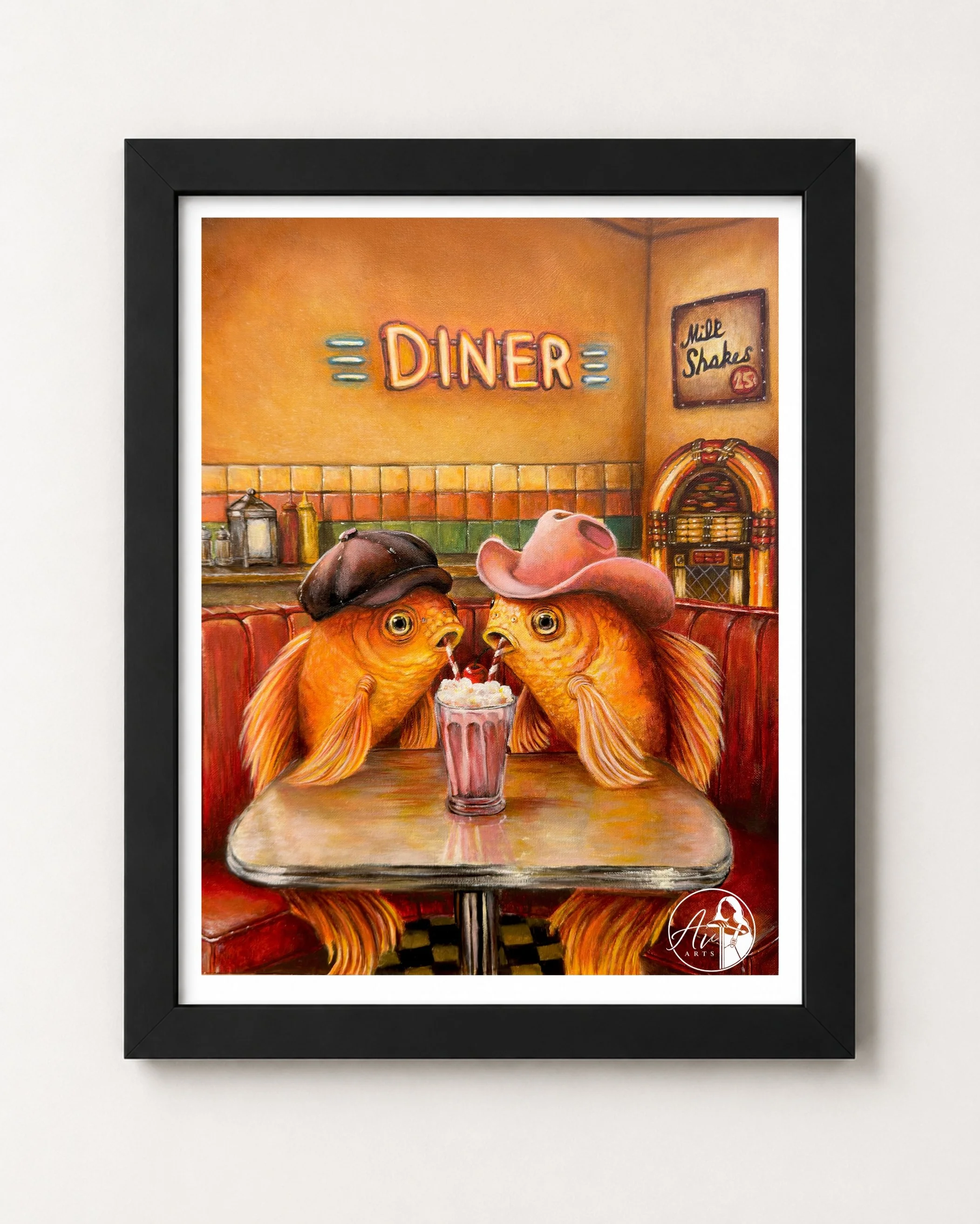 Fishes in 1950s diner