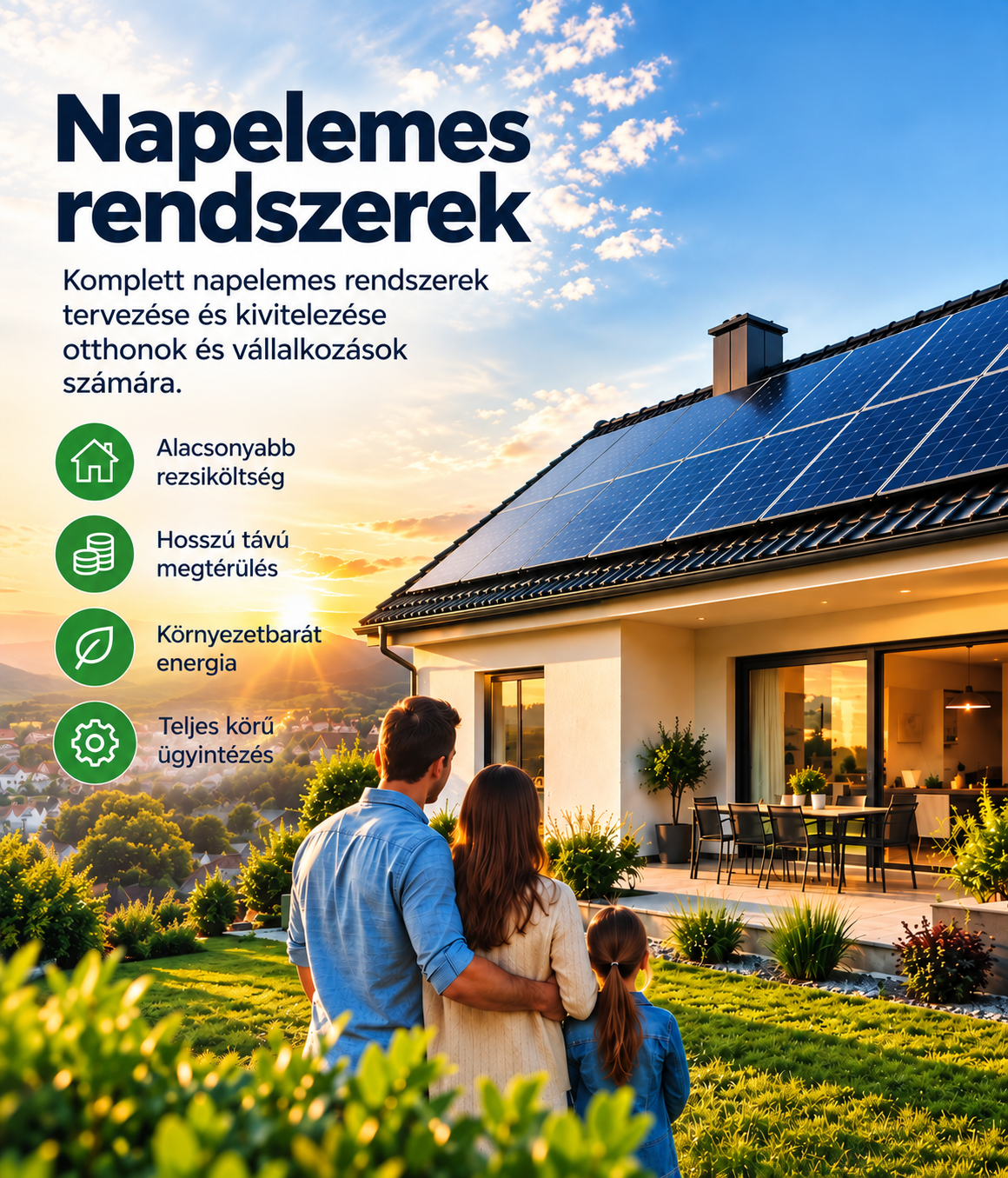 Lakossági napelemes rendszer és energiatárolás családi házhoz
