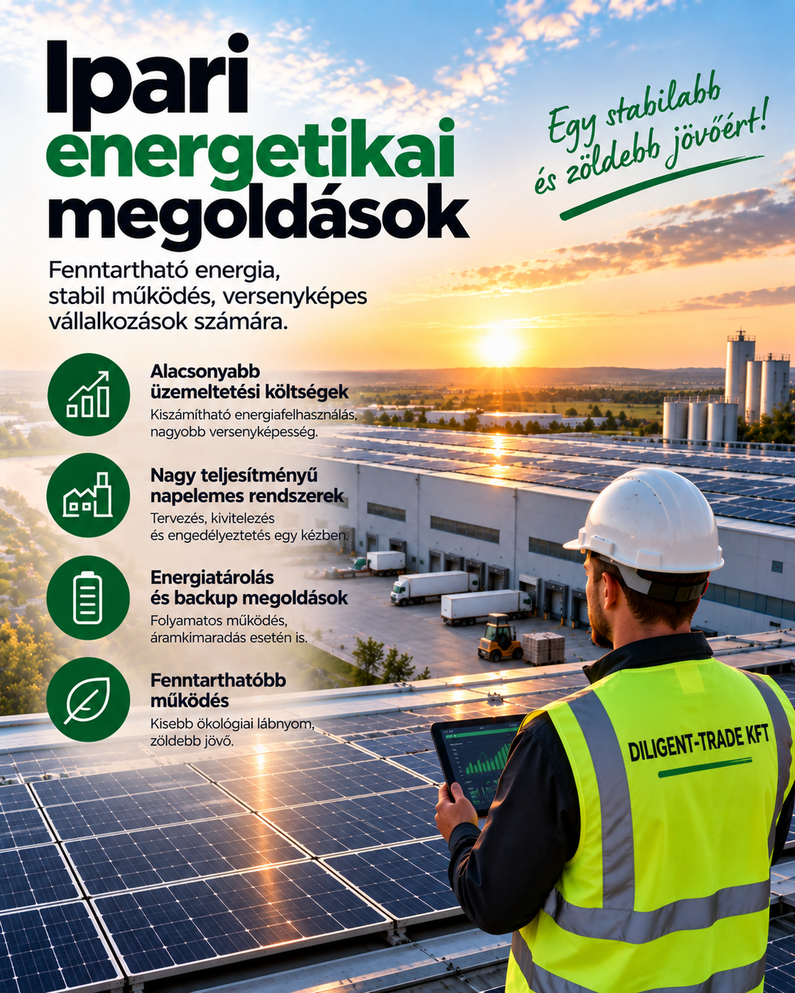 Ipari napelemes rendszer műszaki ellenőrzése és energetikai kivitelezése