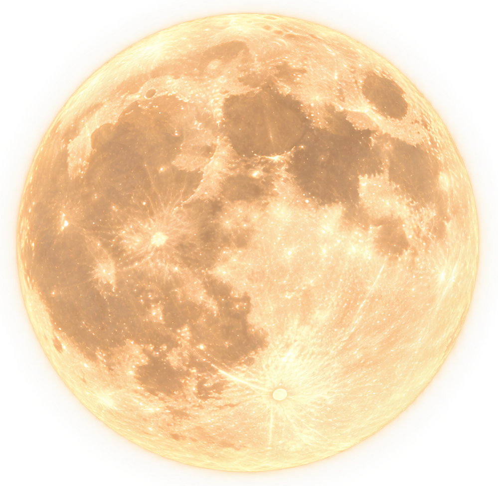 A large, bright full moon with visible craters and surface details.