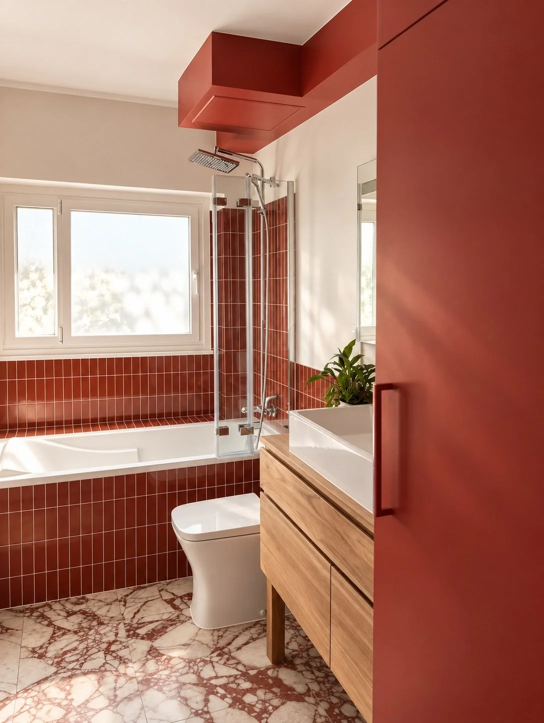 salle de bain rouge paris belleville architecture interieure