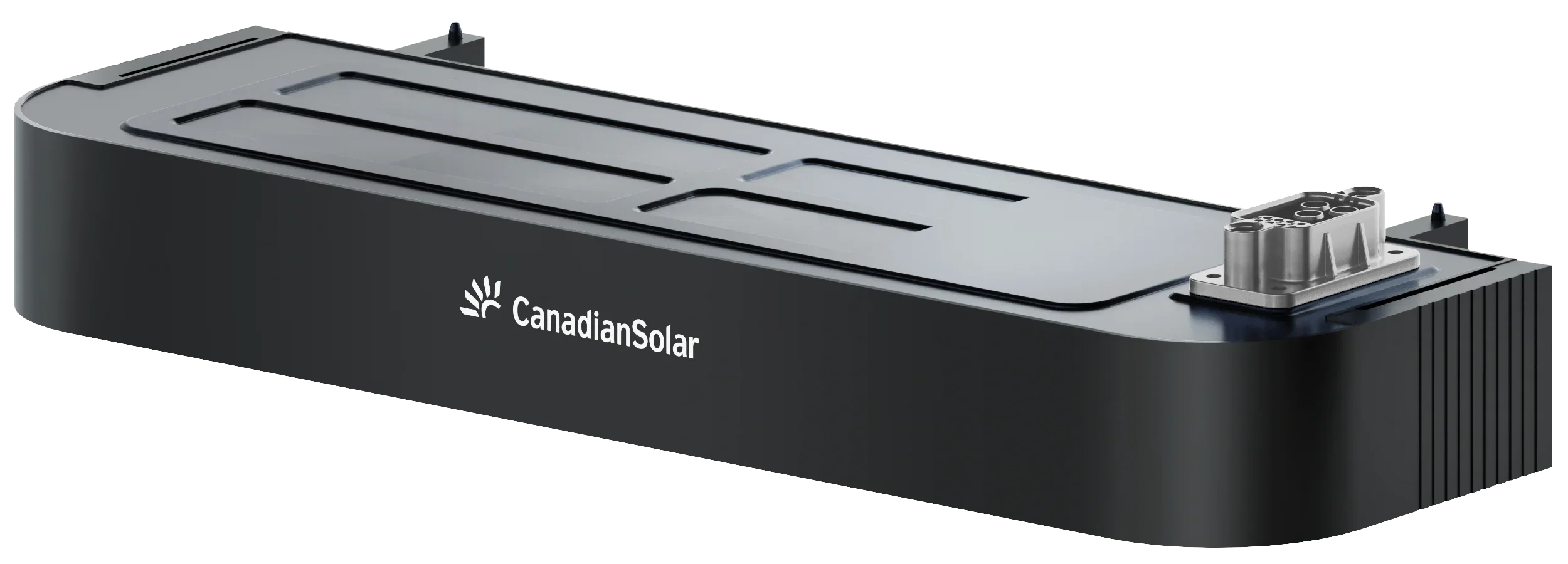 Een zwart apparaat met het logo 'CanadianSolar', waarschijnlijk een zonne-energie-omvormer.