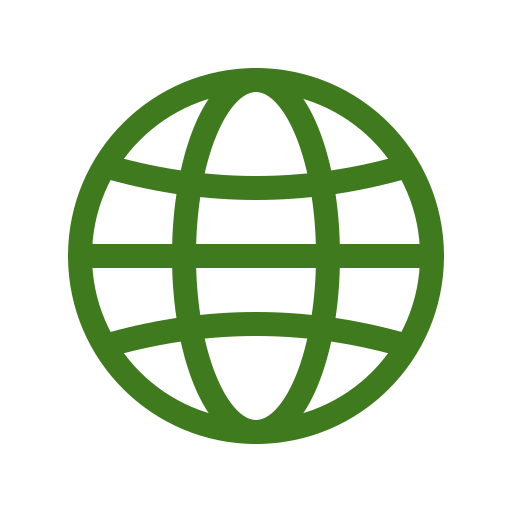 Green globe icon on a black background.