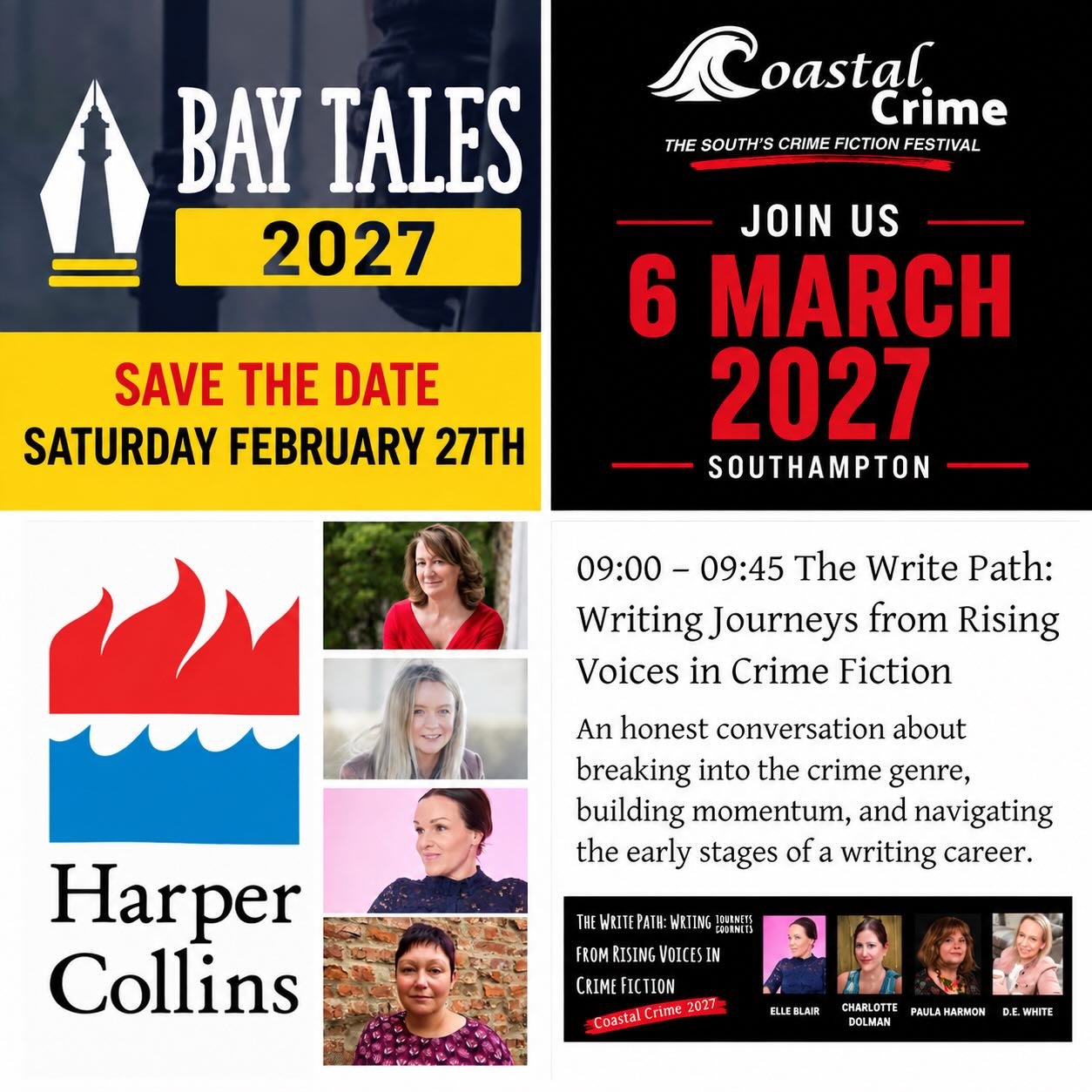 Really looking forward to being part of these fantastic crime fiction festivals in spring 2027! 

The full programme and authors confirmed for both events are so good 🔥 

@bay_tales Saturday 27th February 
@coastalcrime Saturday 6th March

Can&rsquo