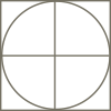 Geometric drawing of an outline square with sections divided by vertical, horizontal, and diagonal lines.
