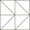 Geometric drawing of an outline square with sections divided by vertical, horizontal, and diagonal lines.