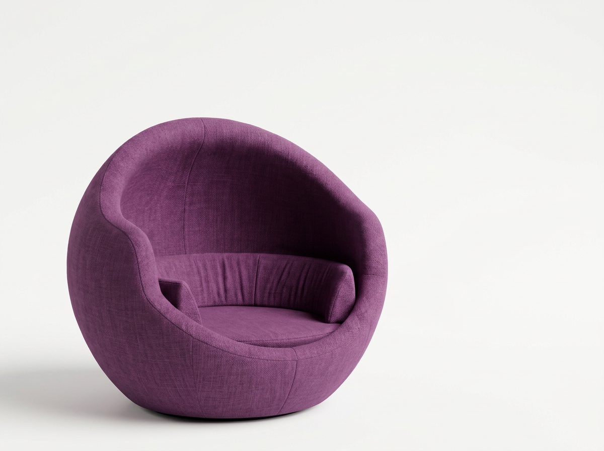 Poltrona rotonda di colore viola