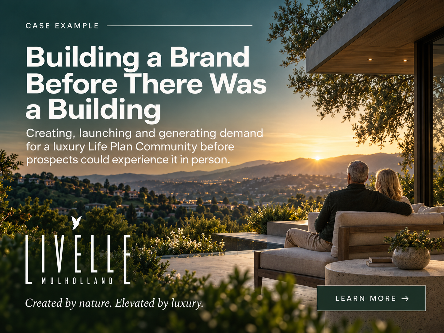 Livelle Mulholland case example preview showing the creation and launch of a luxury Life Plan Community brand before construction.