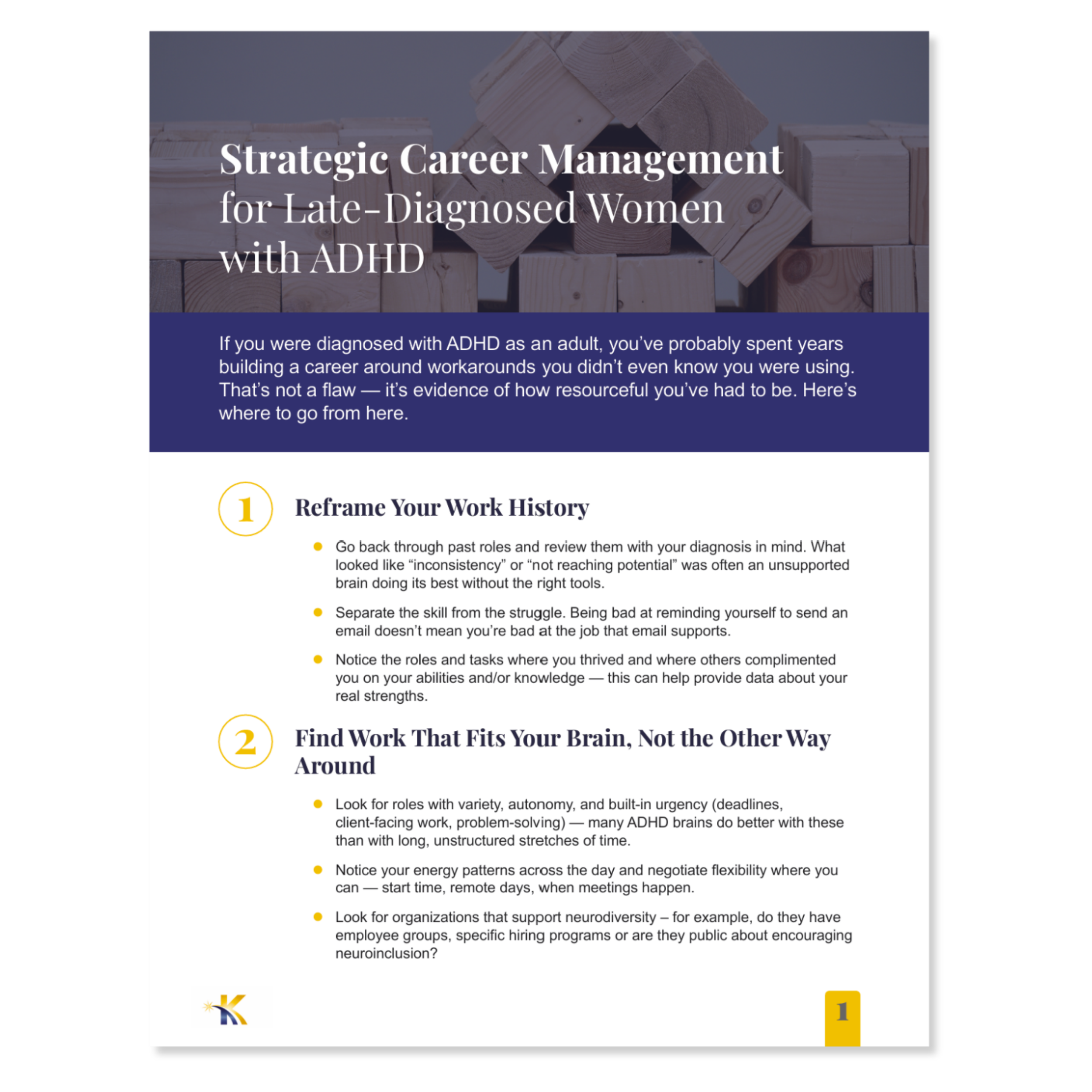 Image of the document "Strategic Career Management for Late Diagnosed Women with ADHD"