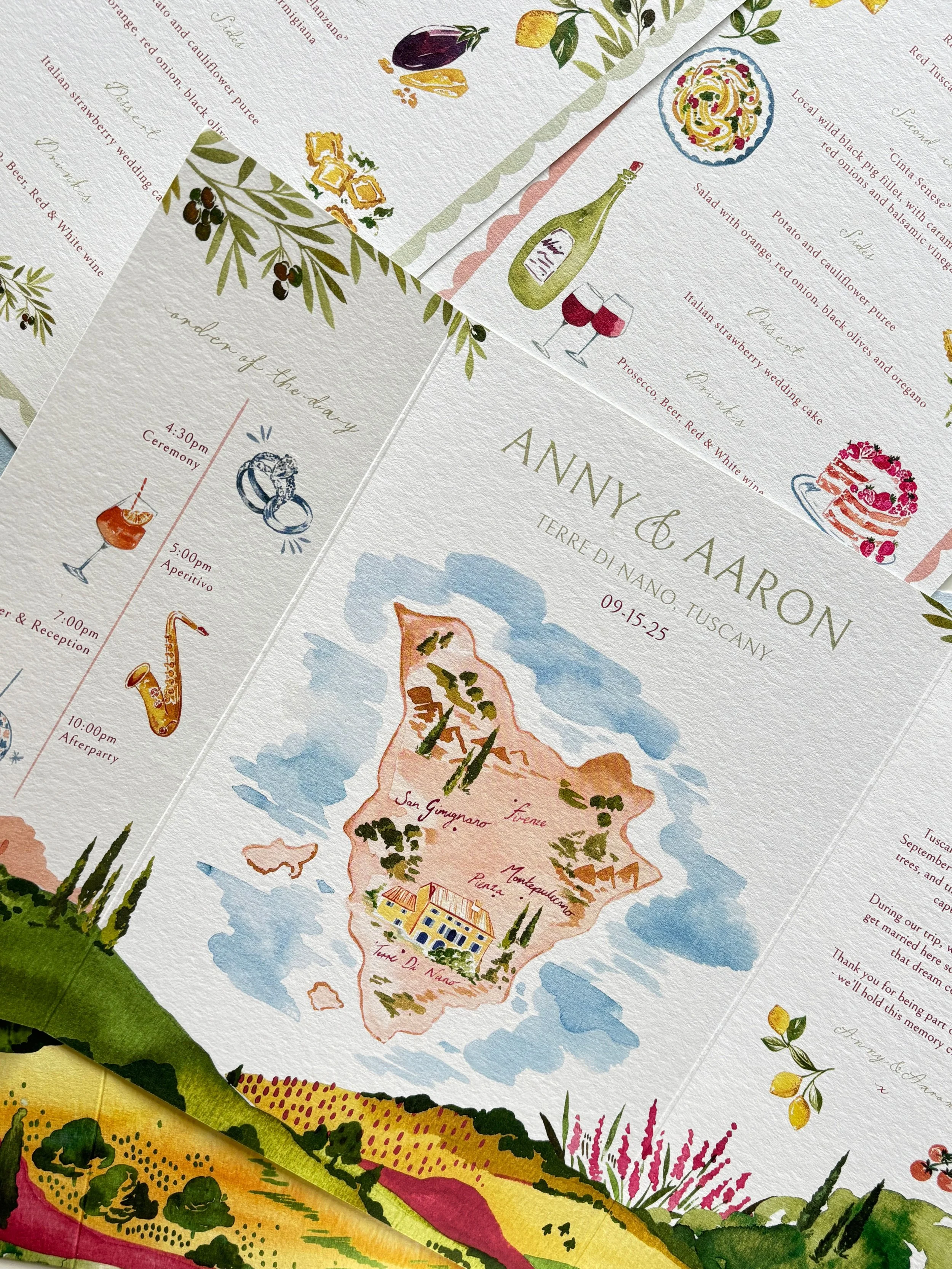 Tuscany themed tri fold wedding invite