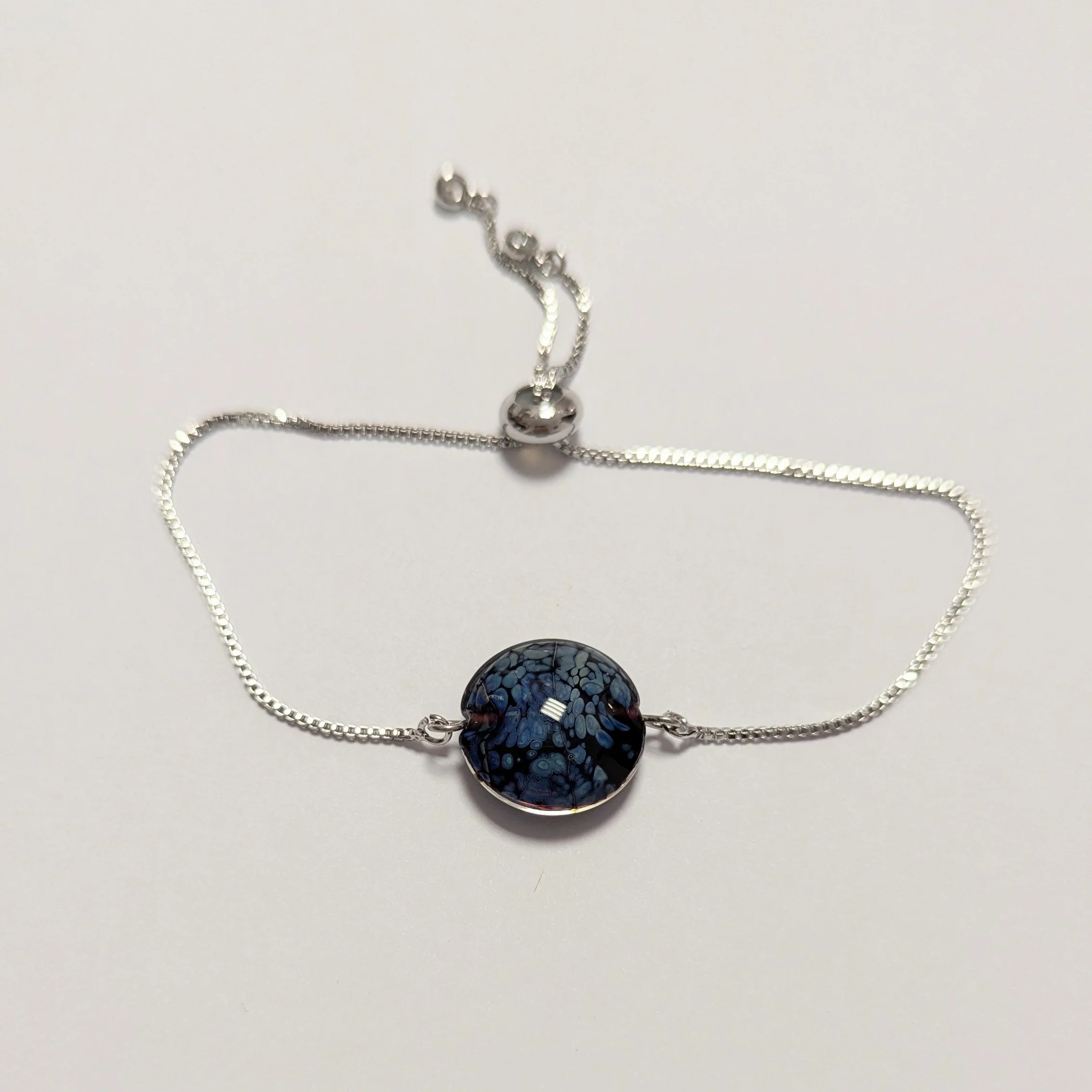 Bracelet Nuit Bleue 1 perle en acier inoxydable
