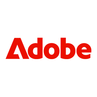 Adobe logo with black background and red text.