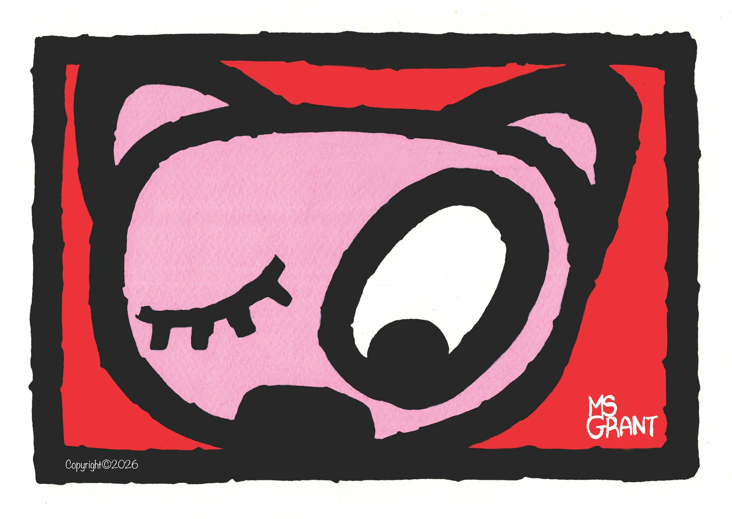 Pink Panda Winking