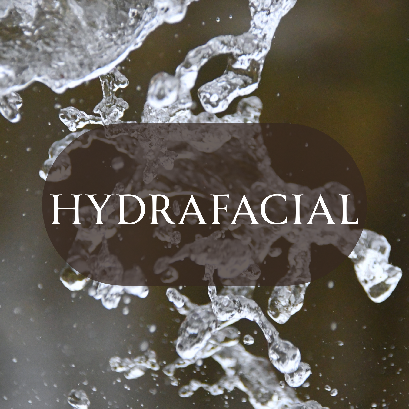Clear water splashing, representing hydrating Hydrafacial treatments