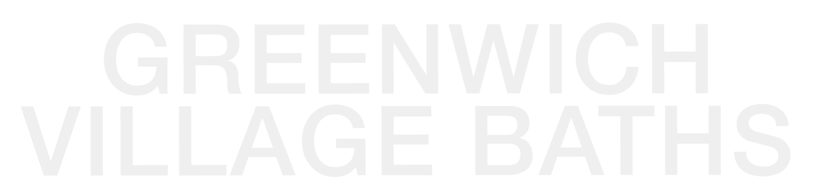 Text in large gray letters reading "Greenwich Village Baths"