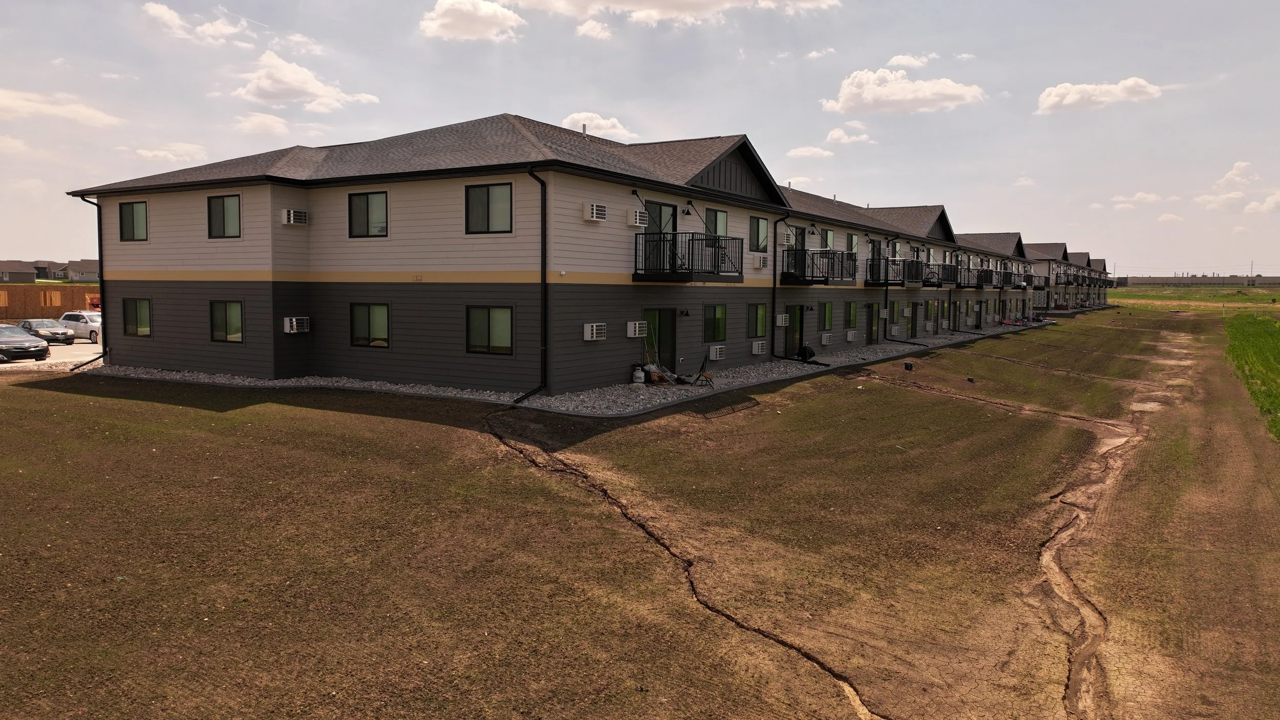 Exterior of a Centerview apartment building with private balconies