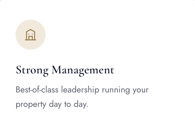 An online course or webinar on property management titled 'Strong Management' with a subtitle about leadership in property management.