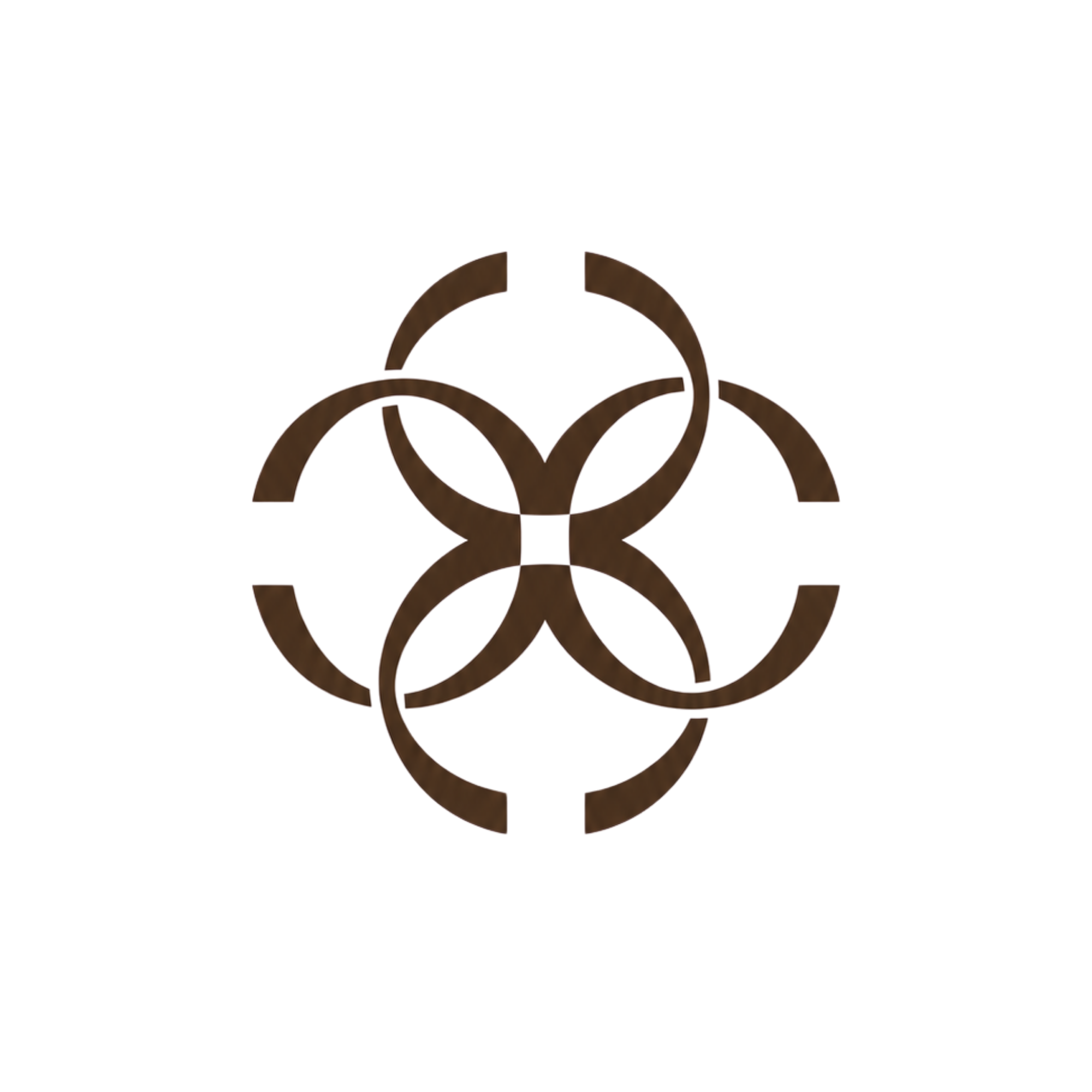 A metallic symbol with overlapping circles and a central point, resembling the logo for the Suicide Squad movie.