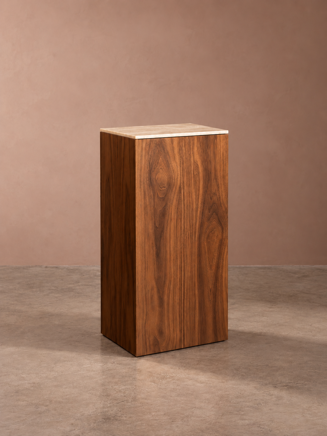 Walnut Pedestal Side Table