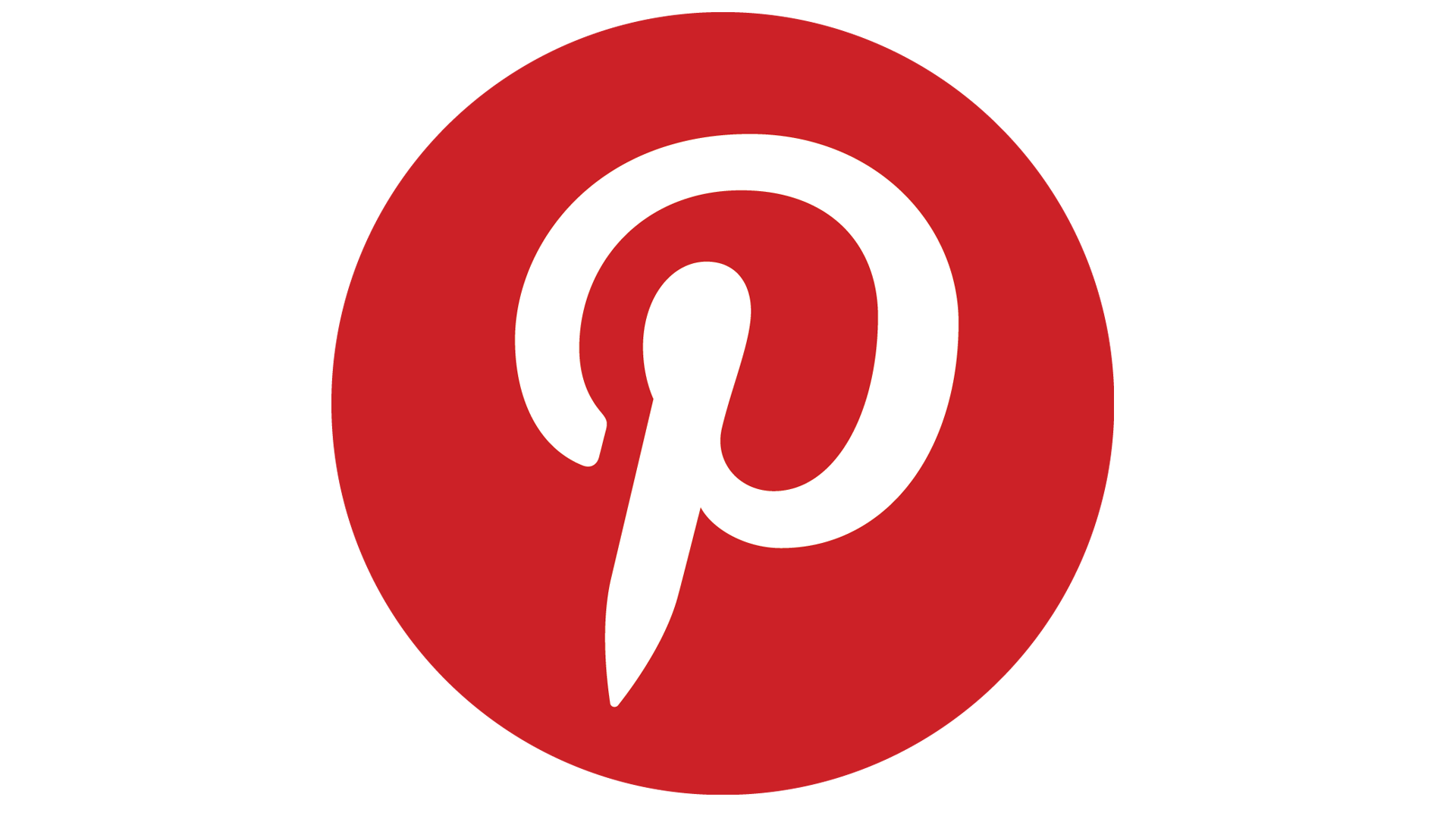 Red circular background with a white stylized 'P' in the center, representing the Pinterest logo.
