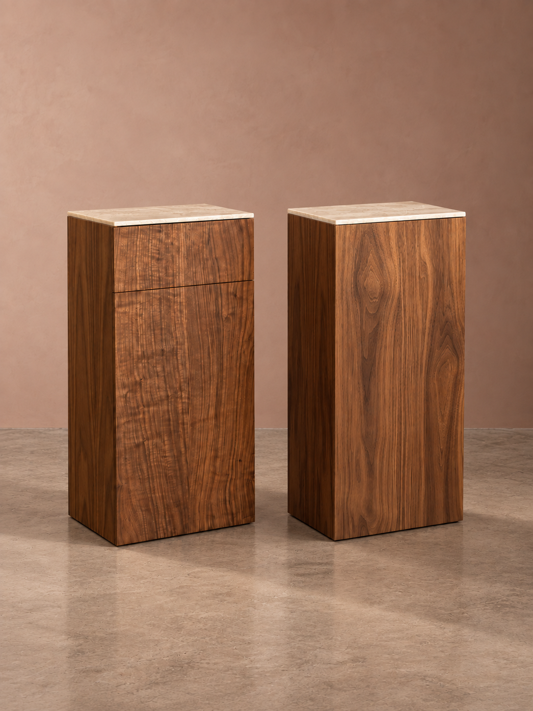 Walnut Pedestal Side Table