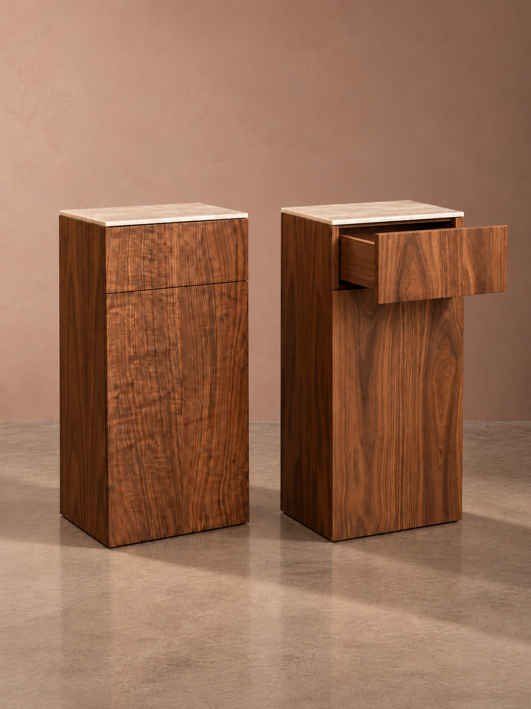 Walnut Pedestal Side Table