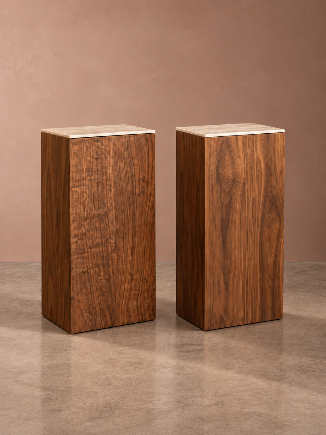 Walnut Pedestal Side Table