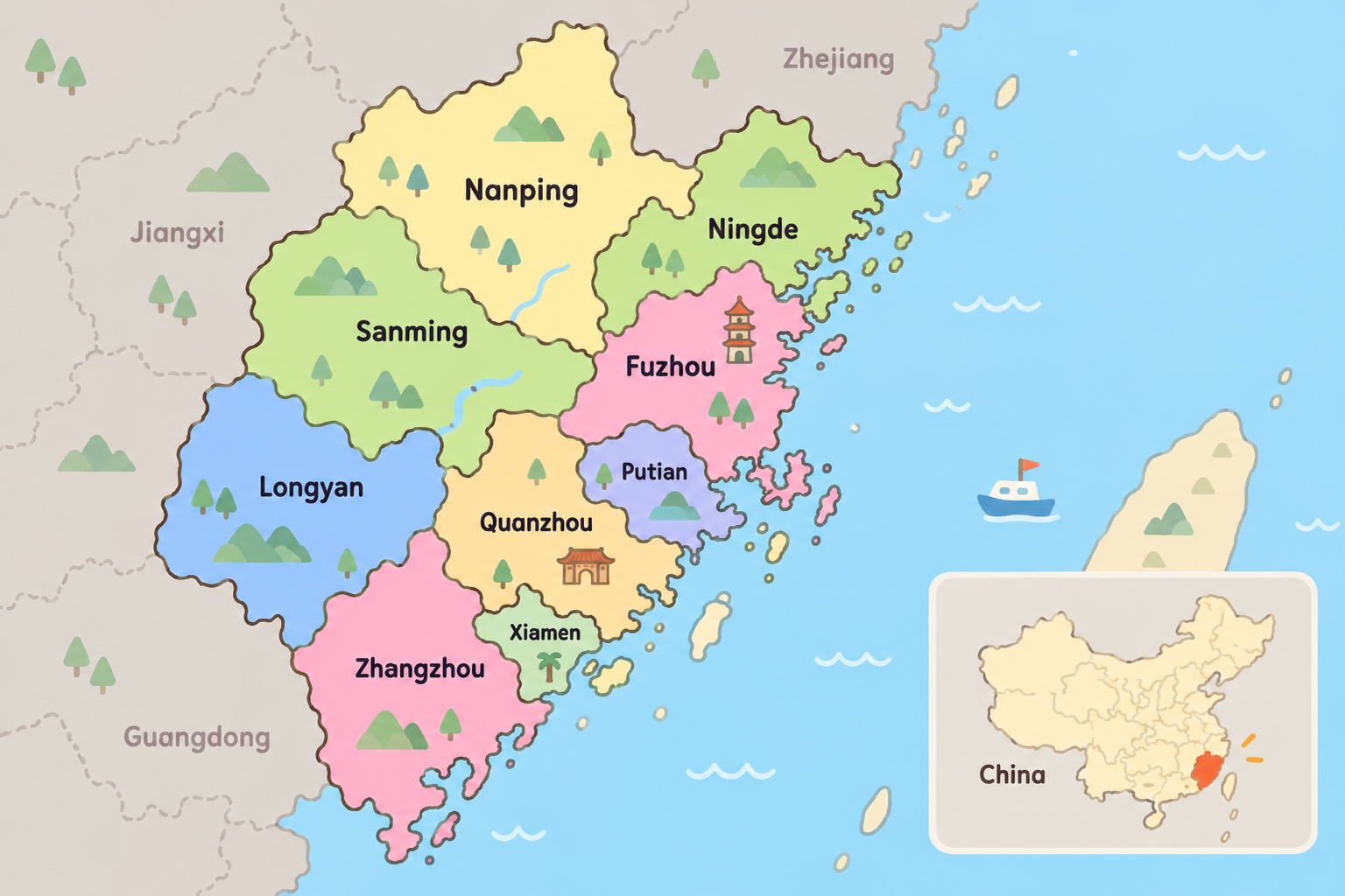 Map of Fujian Province