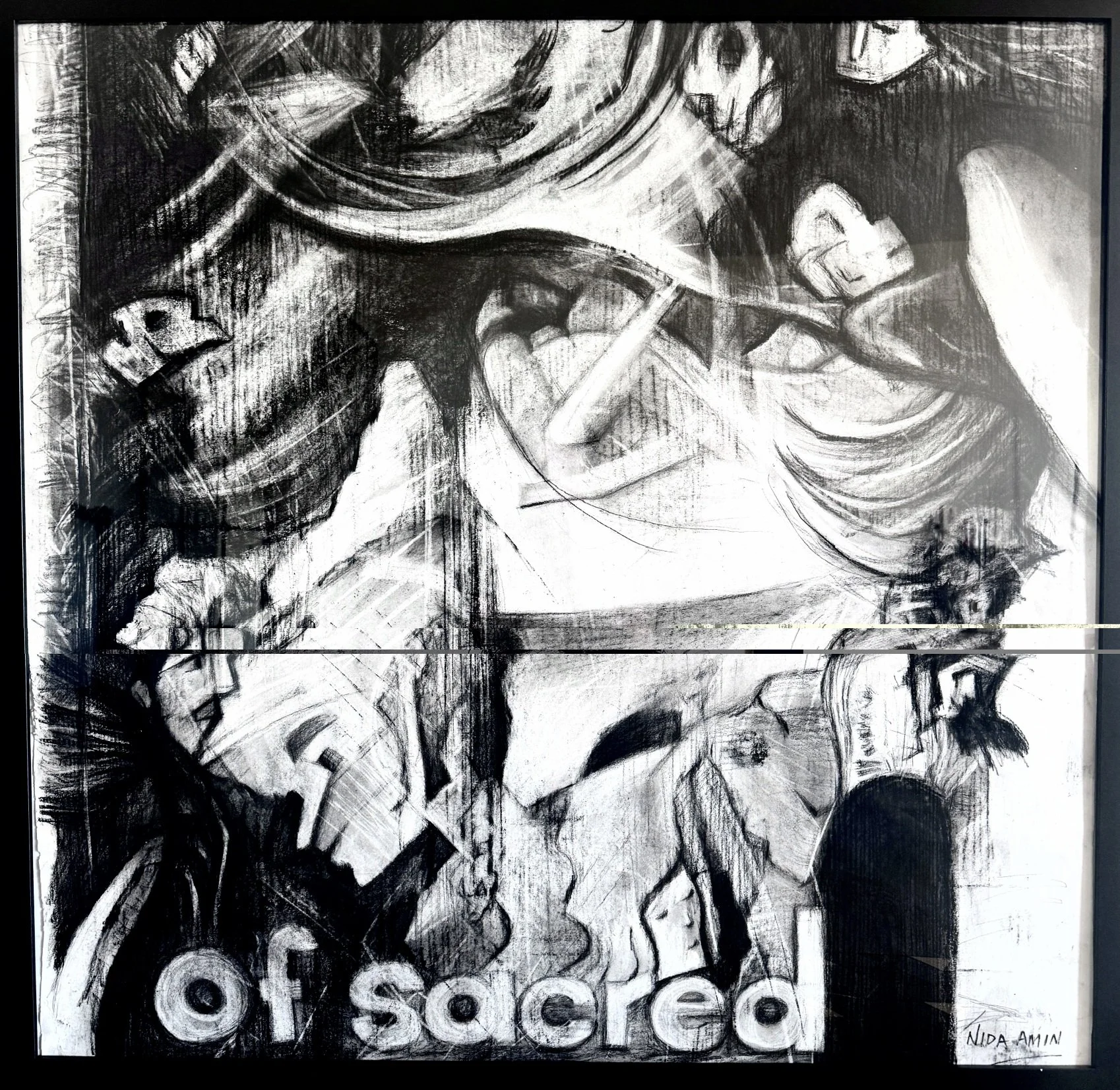 Unraveling (2025) - Charcoal on Archival Paper - 36" x 36" (framed) - NFS
